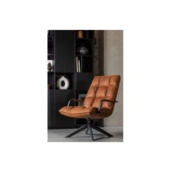 WOOOD Jouke Draaifauteuil Met Armleuning - Kunstleer - Cognac - 96x70x85 -Tuinmeubel Winkel 1000062312 0102