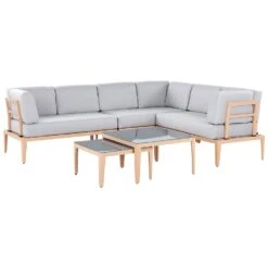 Beliani Loungeset RIMA III - Grijs Aluminium - Grijze Kussenset -Tuinmeubel Winkel 1000064592 0103