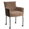 Giga Meubel Eetkamerstoel Met Wielen - Donkerbruin/Taupe - Stoel Mady -Tuinmeubel Winkel 1000067097
