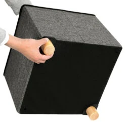 ACAZA Poef - Opvouwbaar - Met Poten - Stof - 38 Cm - Donkergrijs -Tuinmeubel Winkel 1000068047 0103