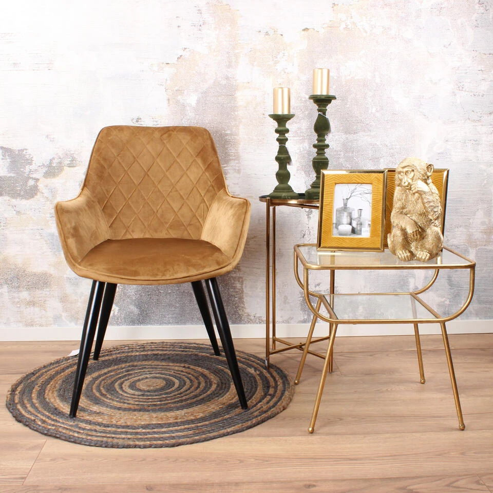 DS4U® Ravi Eetkamerstoel 2.0 - Stof - Goudkleurig 6 DS4U® Ravi Eetkamerstoel 2.0 - Stof - Goudkleurig - Afbeelding 4