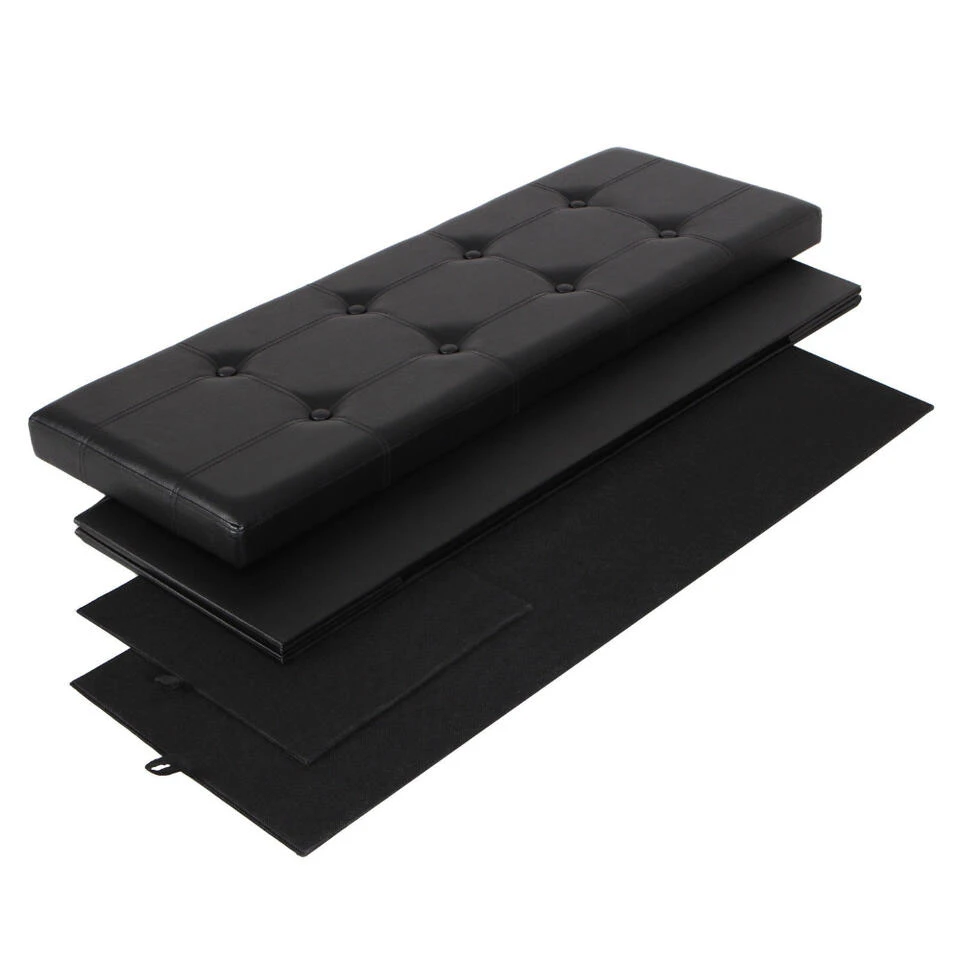 ACAZA Poef - Opvouwbaar - Zonder Poten - 2 Compartimenten - 110 Cm - Zwart 4 ACAZA Poef - Opvouwbaar - Zonder Poten - 2 Compartimenten - 110 Cm - Zwart - Afbeelding 2