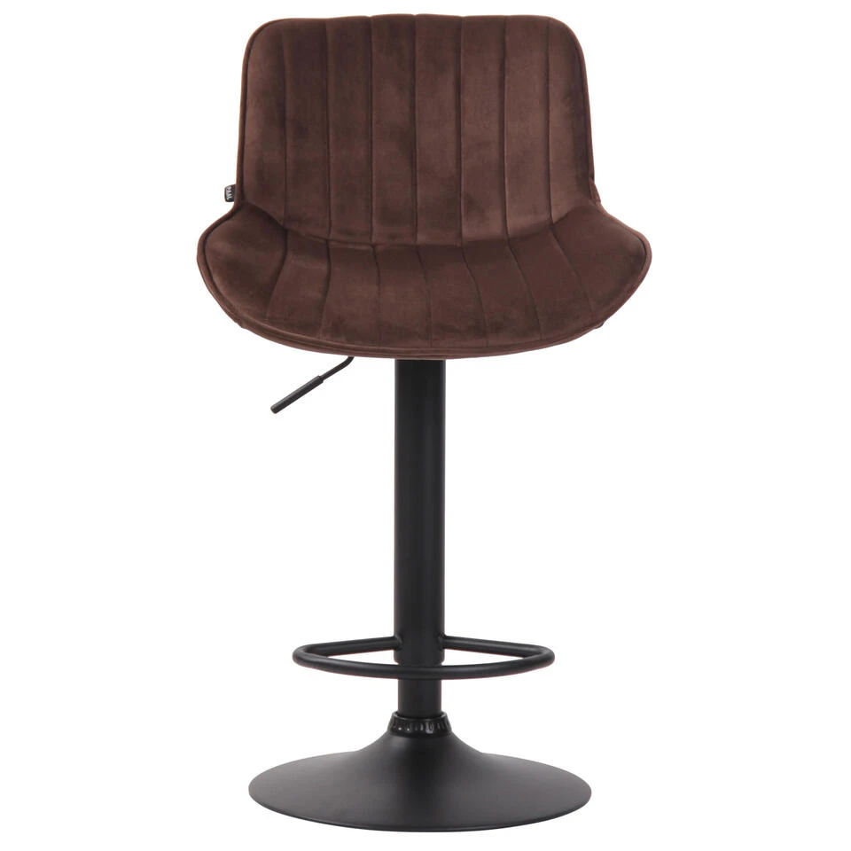 CLP Barkruk Lentini Zwart Frame Fluweel Bruin 4 CLP Barkruk Lentini Zwart Frame Fluweel Bruin - Afbeelding 2