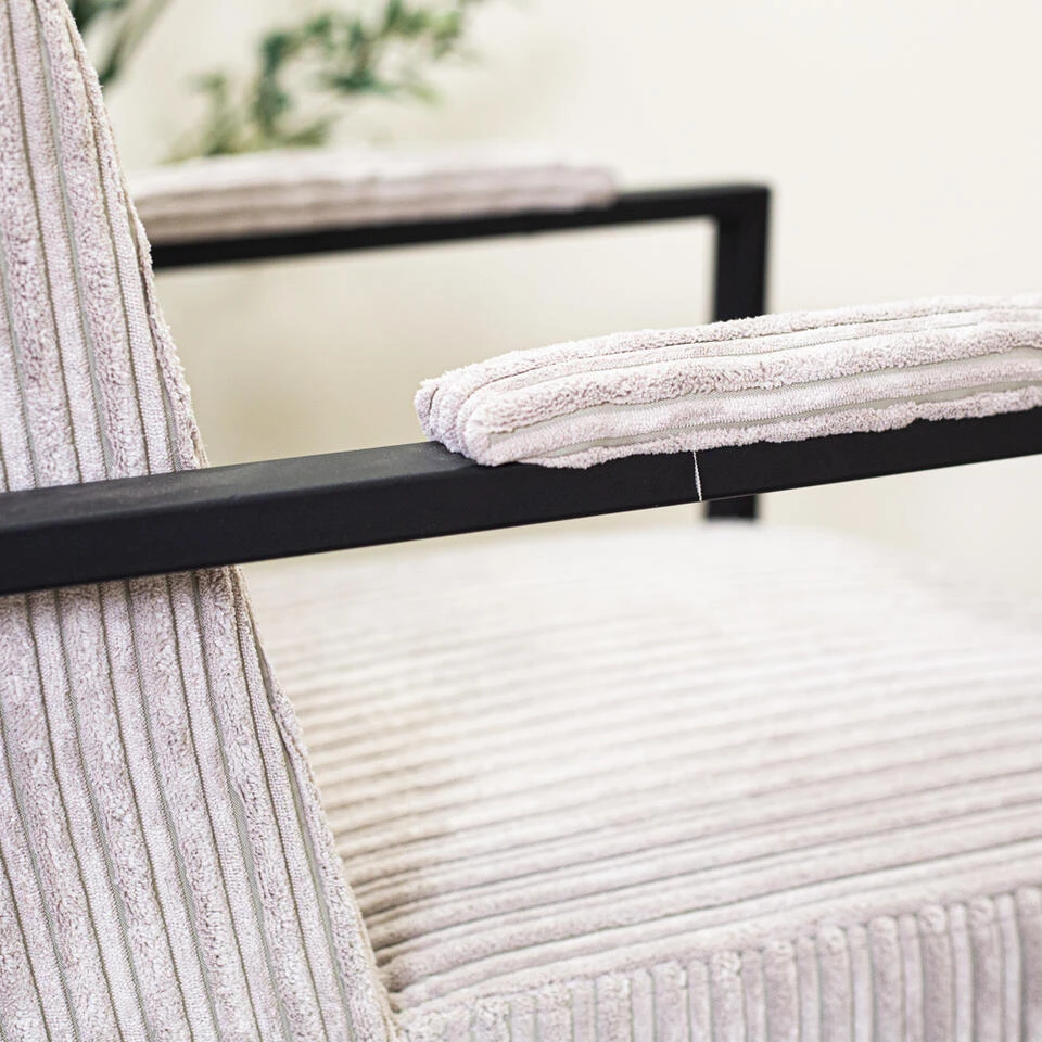 Moderne Fauteuil Madeline Ribstof Lichtgrijs - Stof - Grijs 6 Moderne Fauteuil Madeline Ribstof Lichtgrijs - Stof - Grijs - Afbeelding 4