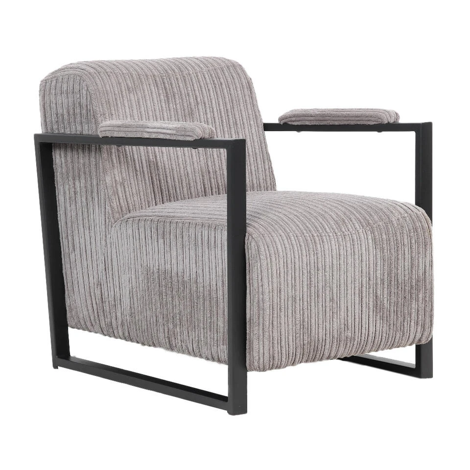 Moderne Fauteuil Madeline Ribstof Lichtgrijs - Stof - Grijs 3 Moderne Fauteuil Madeline Ribstof Lichtgrijs - Stof - Grijs