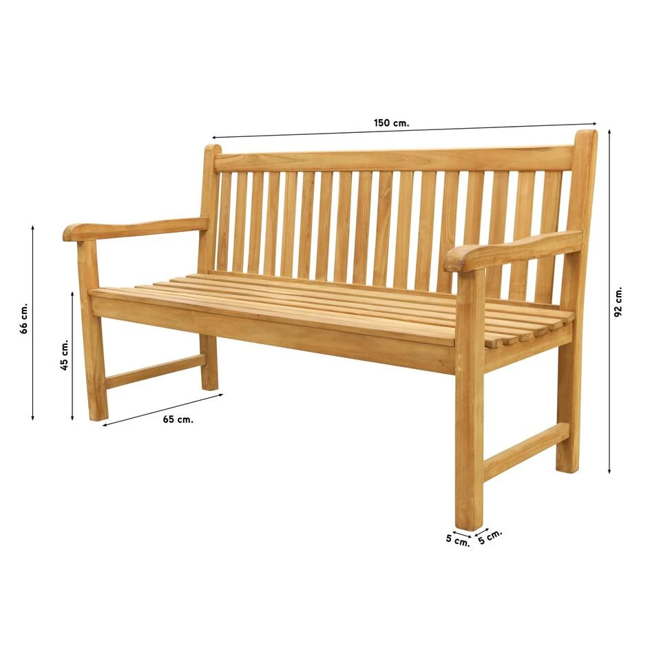 VDG Teak Houten Tuinbank Bison - 150 Cm 4 VDG Teak Houten Tuinbank Bison - 150 Cm - Afbeelding 2