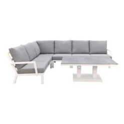 Rockford Aluminium Loungeset Wit 5-delig - Verstelbare Tafel