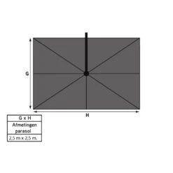 Platinum Voyager Vierkante Zweefparasol T1 2,5x2,5 M. - Taupe -Tuinmeubel Winkel 1000073304 0103