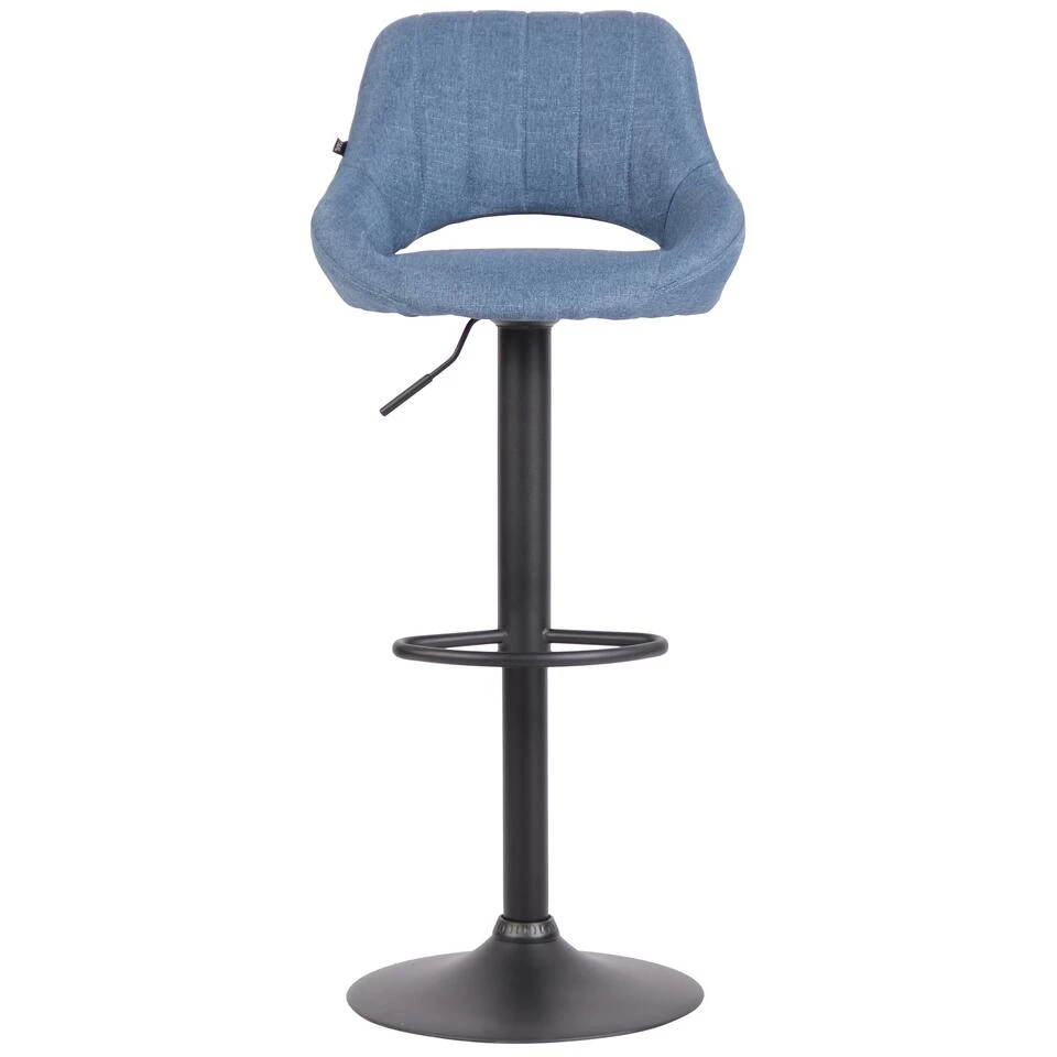 CLP Barkruk Milet Frame Zwart Stof Blauw 4 CLP Barkruk Milet Frame Zwart Stof Blauw - Afbeelding 2