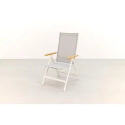 Hartman Napoli Verstelbare Tuinstoel - Teak Armleuning - Wit -Tuinmeubel Winkel 1000074462 0103