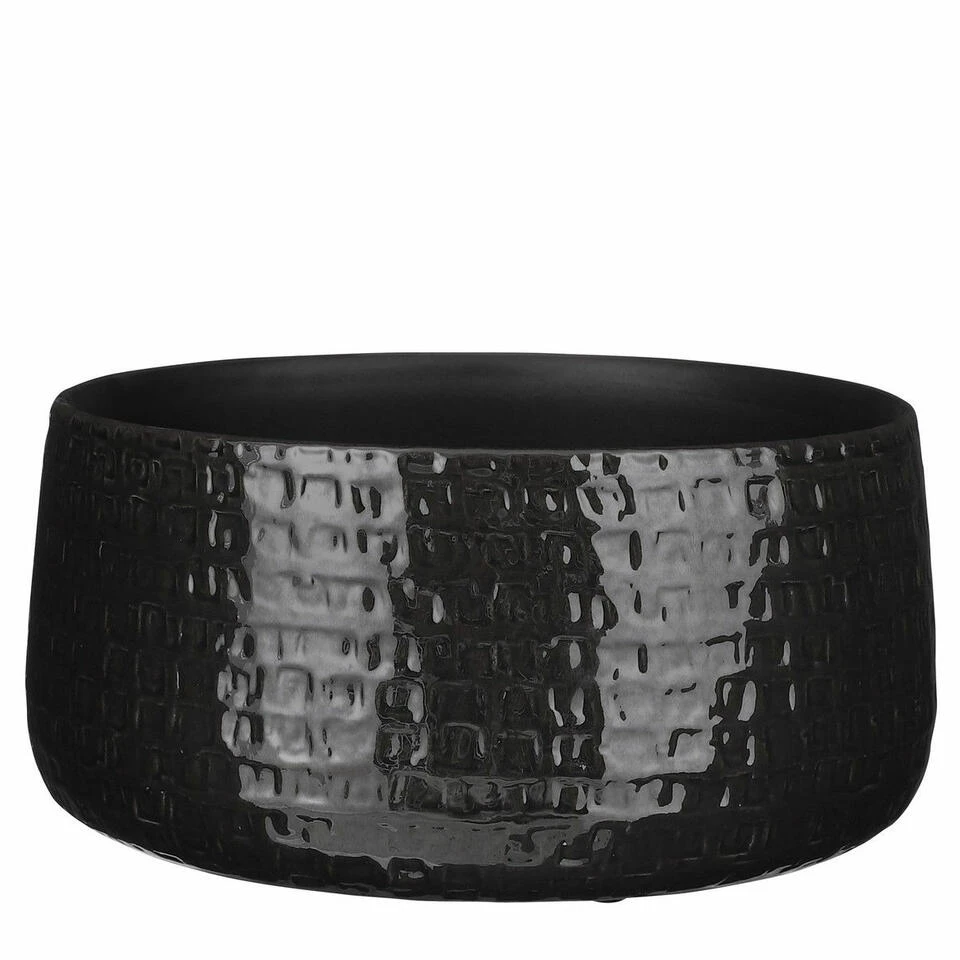 Mica Decorations Plantenpot Schaal - Keramiek - Zwart - D29/H12 Cm 3 Mica Decorations Plantenpot Schaal - Keramiek - Zwart - D29/H12 Cm