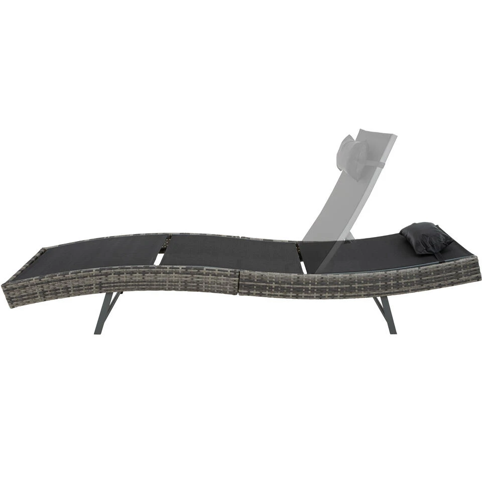 Tectake - Ligbed Delphine-Wicker- Donkergrijs 5 Tectake - Ligbed Delphine-Wicker- Donkergrijs - Afbeelding 3