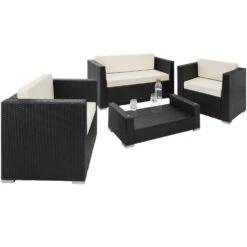 Tectake - Loungeset München - Wicker - 2 Sets Kussenhoezen - Zwart 8 Tectake - Loungeset München - Wicker - 2 Sets Kussenhoezen - Zwart -Tuinmeubel Winkel 1000077850 0102