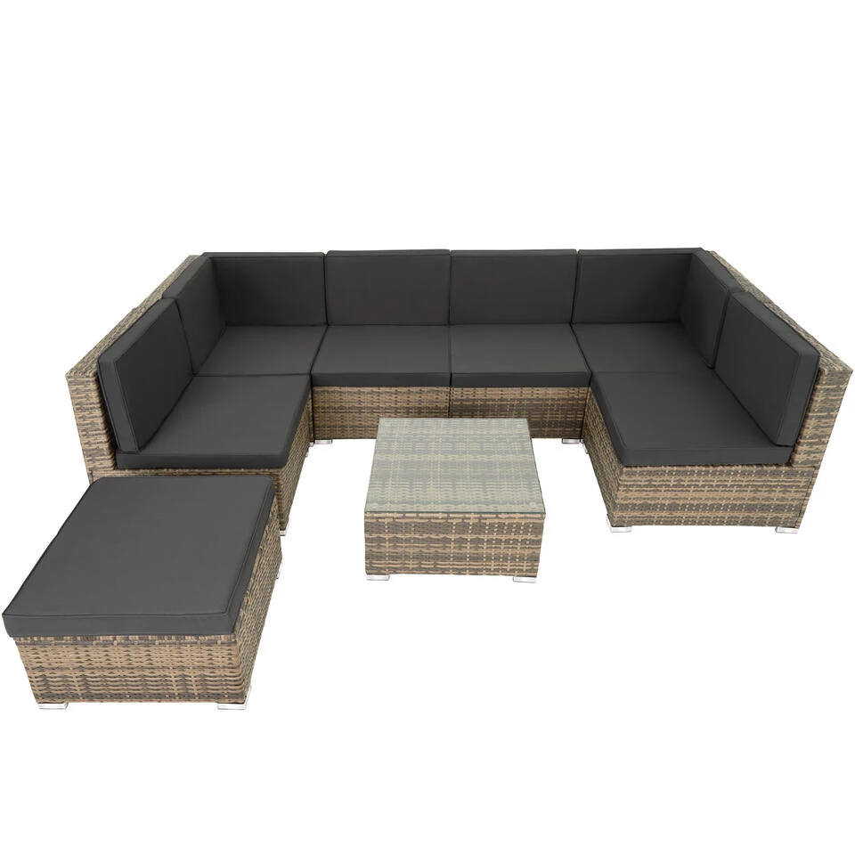 Tectake - Loungeset Venetië - Wicker - Naturel 5 Tectake - Loungeset Venetië - Wicker - Naturel - Afbeelding 3
