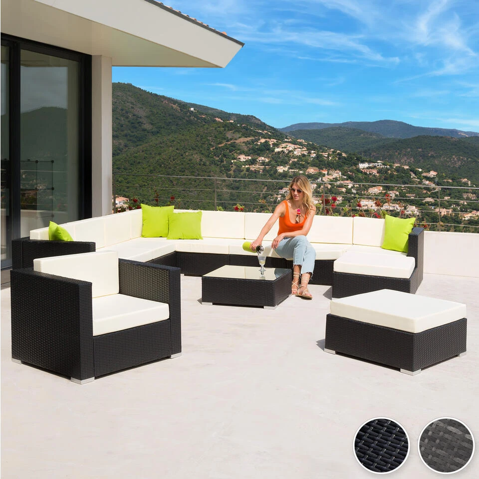 Tectake - Loungeset Las Vegas - Wicker - Zwart 4 Tectake - Loungeset Las Vegas - Wicker - Zwart - Afbeelding 2