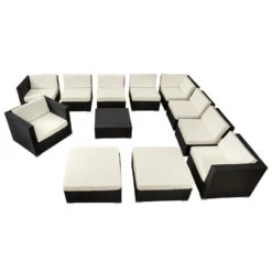 Tectake - Loungeset Las Vegas - Wicker - Zwart 8 Tectake - Loungeset Las Vegas - Wicker - Zwart -Tuinmeubel Winkel 1000077857 0102