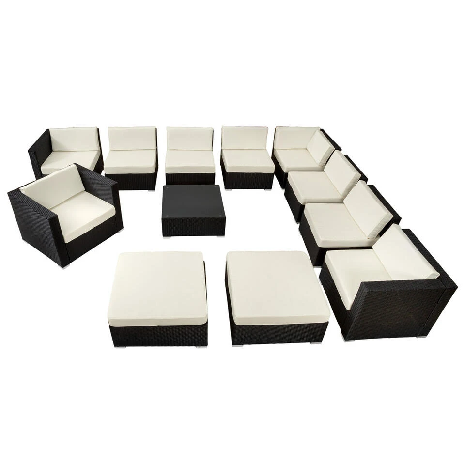 Tectake - Loungeset Las Vegas - Wicker - Zwart 5 Tectake - Loungeset Las Vegas - Wicker - Zwart - Afbeelding 3