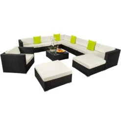 Tectake - Loungeset Las Vegas - Wicker - Zwart