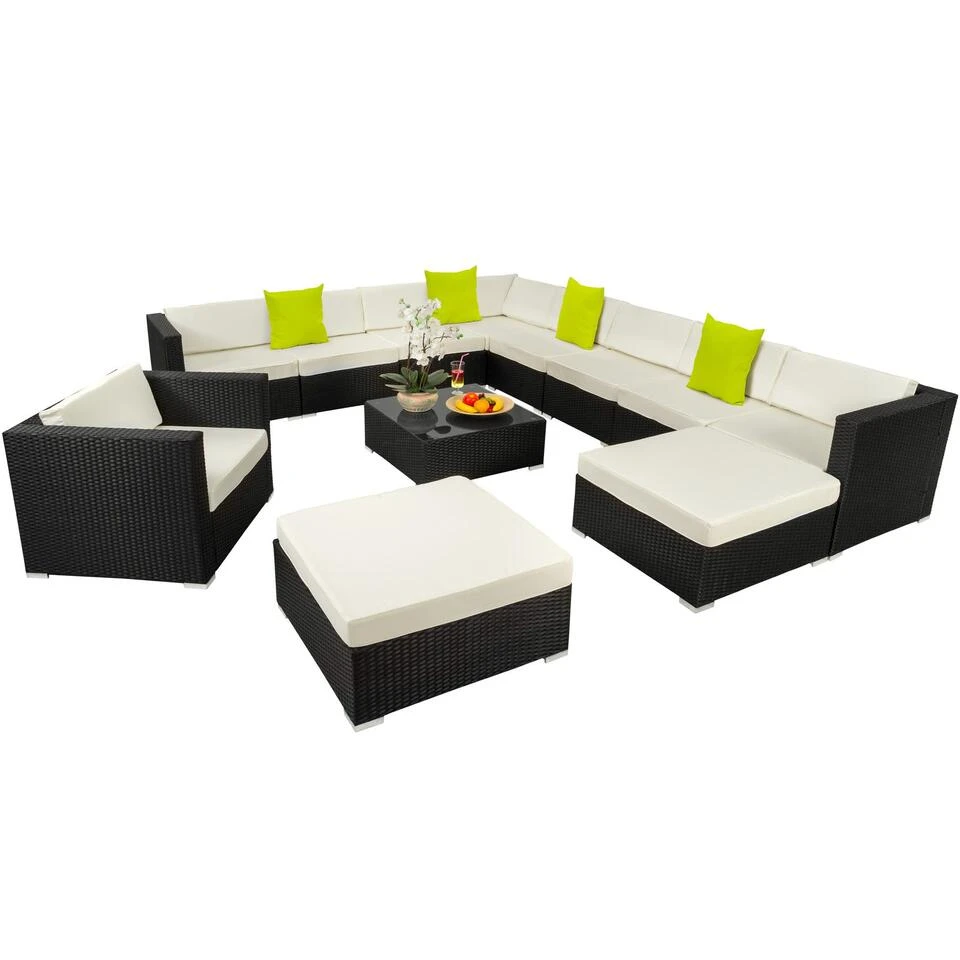 Tectake - Loungeset Las Vegas - Wicker - Zwart 3 Tectake - Loungeset Las Vegas - Wicker - Zwart