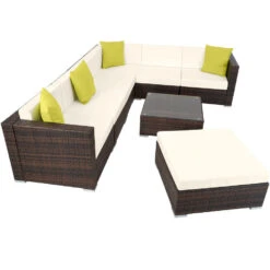 Tectake - Loungeset Marbella- Wicker Tuinset- Bruin Mix -Tuinmeubel Winkel 1000077861 0102