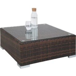 Tectake - Loungeset Marbella- Wicker Tuinset- Bruin Mix -Tuinmeubel Winkel 1000077861 0103