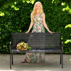 Tectake - Tuinbank Pino - Zwart - 126 Cm Breed -Tuinmeubel Winkel 1000078022 0101