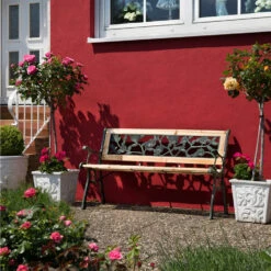 Tectake - Tuinbank - Hout/gietijzer - 124x52x74 Cm 7 Tectake - Tuinbank - Hout/gietijzer - 124x52x74 Cm -Tuinmeubel Winkel 1000078024 0101