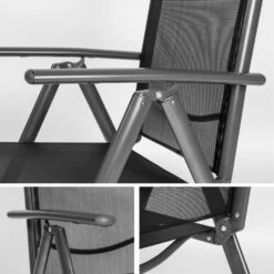 Tectake - Aluminium Tuinstoel / Tuin Stoel Antraciet - Zwart 9 Tectake - Aluminium Tuinstoel / Tuin Stoel Antraciet - Zwart -Tuinmeubel Winkel 1000078044 0103