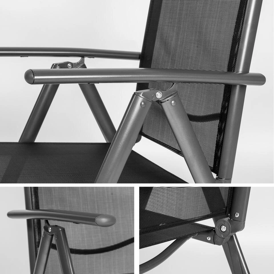 Tectake - Aluminium Tuinstoel / Tuin Stoel Antraciet - Zwart 6 Tectake - Aluminium Tuinstoel / Tuin Stoel Antraciet - Zwart - Afbeelding 4