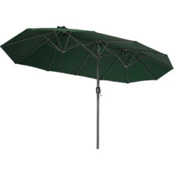 Tectake - Dubbele Parasol Silia - Terrasparasol - Groen -Tuinmeubel Winkel 1000078083 0101