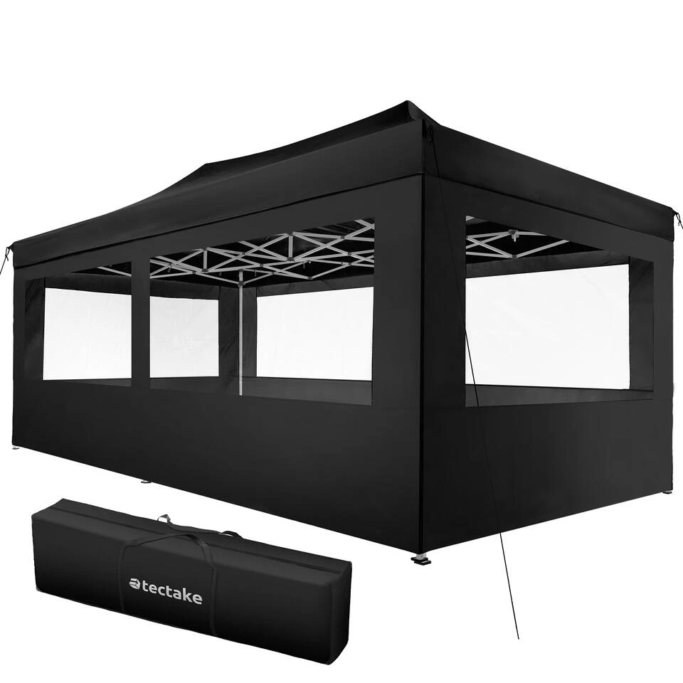 Tectake - Partytent 3x6 M. Opvouwbaar- 4 Wanden- Zwart 3 Tectake - Partytent 3x6 M. Opvouwbaar- 4 Wanden- Zwart