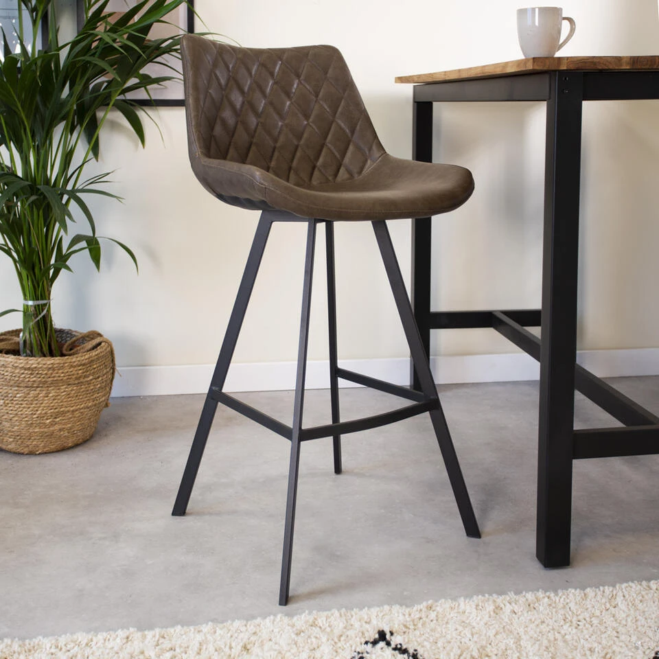 Set Van 2 Barkrukken Industrieel Juno Taupe Zithoogte 70 Cm Kunstleder 4 Set Van 2 Barkrukken Industrieel Juno Taupe Zithoogte 70 Cm Kunstleder - Afbeelding 2