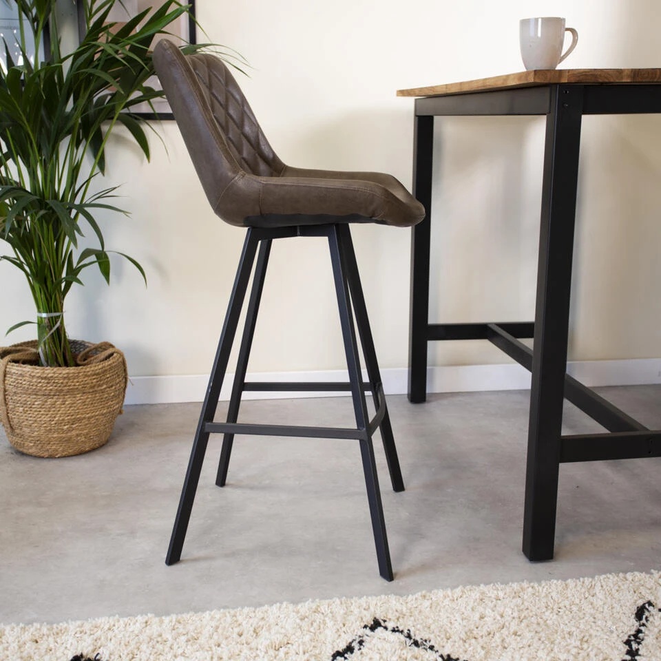 Set Van 2 Barkrukken Industrieel Juno Taupe Zithoogte 70 Cm Kunstleder 5 Set Van 2 Barkrukken Industrieel Juno Taupe Zithoogte 70 Cm Kunstleder - Afbeelding 3