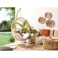 Beliani Hangstoel ACRI - Beige Pe Rotan -Tuinmeubel Winkel 1000082570 0101