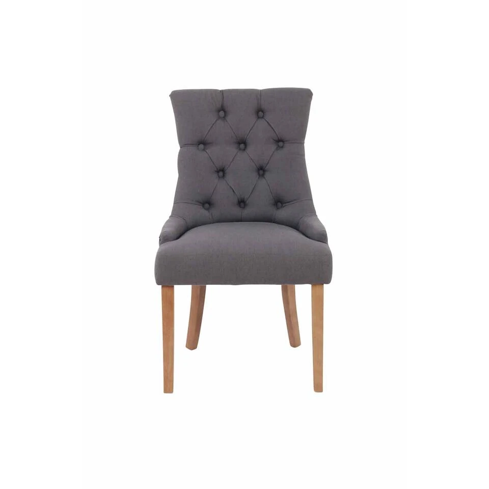 CLP Set Van 2 Eetkamerstoelen Aberdeen Licht Bruin Frame Stof Grijs 4 CLP Set Van 2 Eetkamerstoelen Aberdeen Licht Bruin Frame Stof Grijs - Afbeelding 2