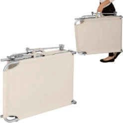 Tectake - Ligbed Met Zonnedak Beige -Tuinmeubel Winkel 1000083093 0103