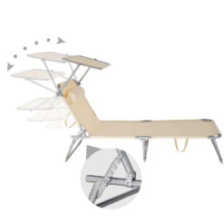 Tectake - Zonnestoel Chloé - Set Van 2 Ligbedden - Beige -Tuinmeubel Winkel 1000083238 0103