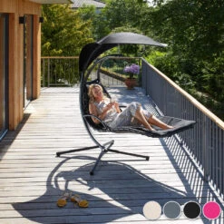 Tectake - Hangstoel Ligbed Maja - Zwart -Tuinmeubel Winkel 1000086431 0101