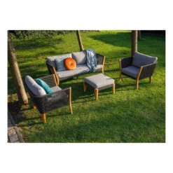 Exotan Hocker Buiten San Remo - Teak - Grijs - 31x63x63 -Tuinmeubel Winkel 1000088954 0102