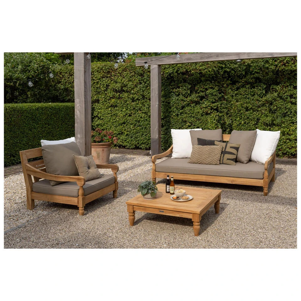 Exotan Loungestoel Tuin Kawang - Teak - Taupe - 98x103x80 5 Exotan Loungestoel Tuin Kawang - Teak - Taupe - 98x103x80 - Afbeelding 3