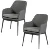 Exotan Tuinstoel Domino - Alumnium/Kunststof - Grijs - Set Van 2 -Tuinmeubel Winkel 1000092416
