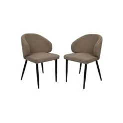 HSM Collection Eetkamerstoel Yuna Taupe Teddy/Metaal Set Van 2
