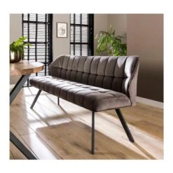 Kalfort Kelly Eetkamerbank Velvet Antraciet - 58x180x46 Cm -Tuinmeubel Winkel 1000094200 0101