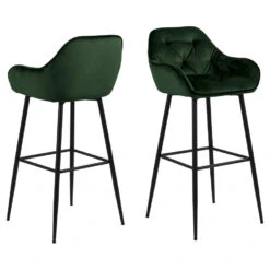 Sohome Barkruk - Set Van 2 - Otto - Velvet - Forest Green - Zithoogte 79cm
