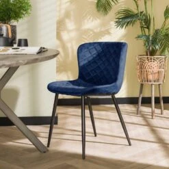 Valencia Eetkamerstoel Velvet - Stof - Blauw -Tuinmeubel Winkel 1000095281 0102
