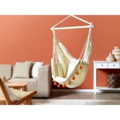 Beliani Hangstoel VARENA - Beige Katoen -Tuinmeubel Winkel 1000096792 0103