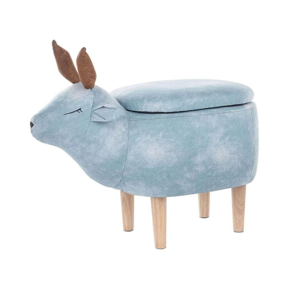 Beliani Hocker REINDEER - Blauw Polyester 3 Beliani Hocker REINDEER - Blauw Polyester