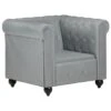 VidaXL Fauteuil Chesterfield-stijl Echt Leer Grijs