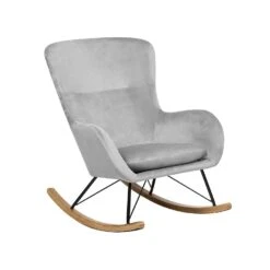 Beliani Schommelstoel ELLAN - Grijs Fluweel