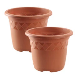 Hega Hogar Bloempot - Terracotta - Kunststof - Rond - 30 Cm -Tuinmeubel Winkel 1470649c65ac477f82cecb846dc4e4fd